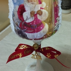 Χριστουγεννιάτικο διακοσμητικό ποτήρι - vintage, γυαλί, διακοσμητικά, άγιος βασίλης - 2