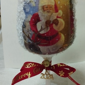 Χριστουγεννιάτικο διακοσμητικό ποτήρι - vintage, γυαλί, διακοσμητικά, άγιος βασίλης