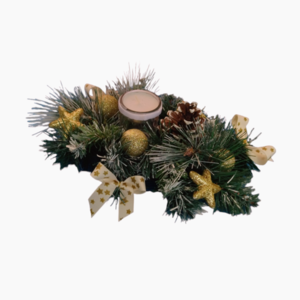 Χριστουγεννιάτικη σύνθεση με χρυσά αστέρια - vintage, γυαλί, διακοσμητικά, κουκουνάρι
