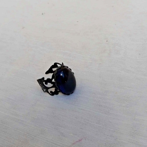 Δαχτυλίδι με μαύρο - μπλε κρύσταλλο - ημιπολύτιμες πέτρες, boho, δώρα επετείου, αγ. βαλεντίνου - 3