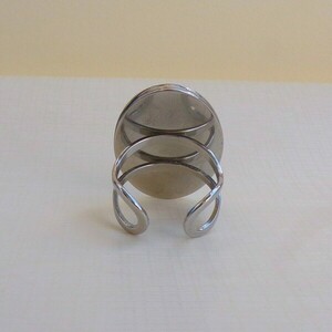 Οβάλ χειροποίητο δαχτυλίδι - γεωμετρικά σχέδια, ατσάλι, αυξομειούμενα - 4