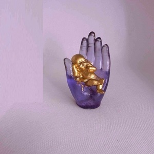 Χειροποίητο διακοσμητικό χέρι με μωρό από υγρό γυαλί λεβάντα - χρυσό 11,5 * 6 εκ. - ρητίνη, σπίτι, διακοσμητικά, γενική διακόσμηση - 2