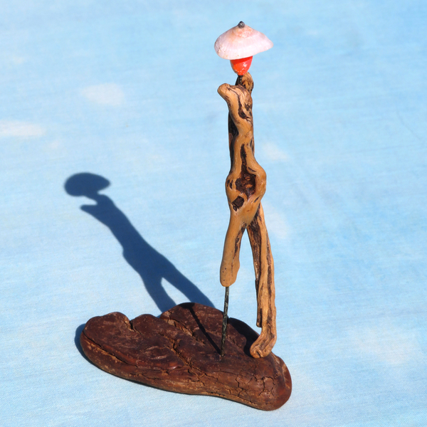 Άνθρωπος με καπέλο - Driftwood Art - ξύλο, μινιατούρες φιγούρες, ξύλινα διακοσμητικά - 5