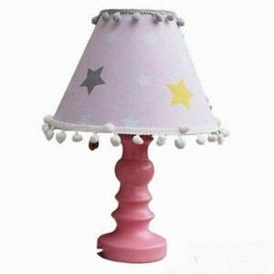 πορτατίφ pink & grey stars κεραμική βάση Διαστάσεις 25*15*10 Ε27 - κορίτσι, αστέρι, πορτατίφ