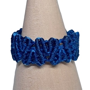 Δαχτυλίδι μπλε μακραμέ - κορδόνια, boho, σταθερά - 2