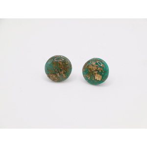 Σκουλαρίκια Marble Emerald & White Round από πολυμερικό πηλό, 1 εκ. καρφωτά - στρογγυλό, πηλός, καρφάκι - 3