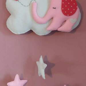 Κρεμαστό τοίχο ροζ ελεφαντάκι - κρεμαστό διακοσμητικό - 4