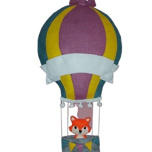 Αερόστατο με αλεπουδάκι - κορίτσι, αγόρι, προσωποποιημένα, κρεμαστό διακοσμητικό