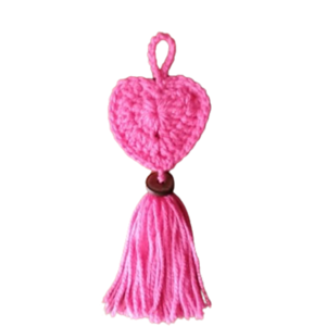 Πλεκτη Καρδούλα Ροζ Κρεμαστή με Φουντακι! - βαμβακερό νήμα, ζευγάρια, αυτοκινήτου, σπιτιού, μπρελοκ κλειδιών - 2