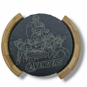 Πέτρινα μαύρα σουβερ "The Avengers" 10cm - σουβέρ, τσιμέντο, είδη σερβιρίσματος - 2