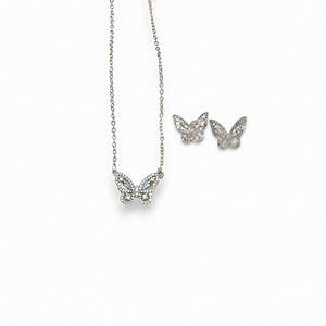 Butterfly set / σετ κοσμημάτων με πεταλούδες ένα ζευγάρι σκουλαρίκια και ένα μενταγιόν - ασήμι, ορείχαλκος, πεταλούδα, boho, νυφικά