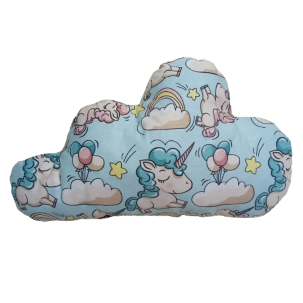 Μαξιλάρι σύννεφο σε βεραμάν χρώμα με μονόκερους ( 39 χ 23 εκ.) - κορίτσι, δώρο, δώρα για παιδιά, μονόκερος