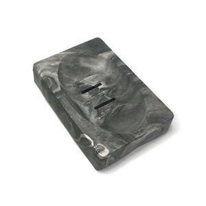 Βάση για Σαπούνι Επιτραπέζια από Σκυρόδεμα σε Ασπρόμαυρο "Marble" Style -Παραλληλόγραμμο 11,5cm Χ 8,2cm Χ 2cm - τσιμέντο