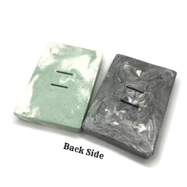 Βάση για Σαπούνι Επιτραπέζια από Σκυρόδεμα σε Ασπρόμαυρο "Marble" Style -Παραλληλόγραμμο 11,5cm Χ 8,2cm Χ 2cm - τσιμέντο - 5
