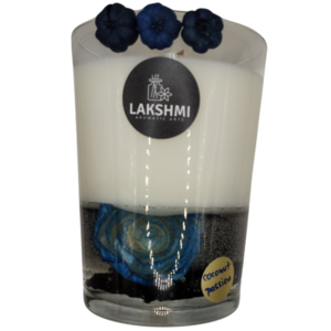 Αρωματικό κερί σόγιας διακοσμημένο μπλε τριαντάφυλλο με άρωμα coconut passion - αρωματικά κεριά - 2