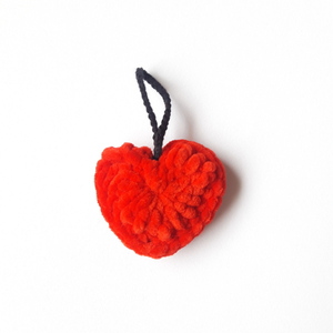 Μπρελόκ καρδιά βελούδινη 6×6 εκ. - καρδιά, βαμβακερό νήμα, σπιτιού, μπρελοκ κλειδιών - 3