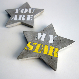 Σετ 2 Τσιμεντένια Σουβέρ, Αστέρια ( YOU ARE MY STAR ) ,10cmX10cmX1cm - τσιμέντο, δώρα επετείου, σετ δώρου - 3