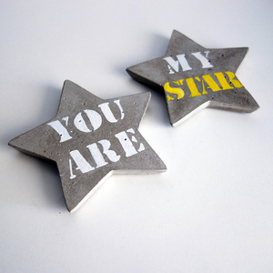 Σετ 2 Τσιμεντένια Σουβέρ, Αστέρια ( YOU ARE MY STAR ) ,10cmX10cmX1cm - τσιμέντο, δώρα επετείου, σετ δώρου - 5