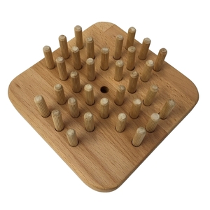 Ξύλινο επιτραπέζιο παιχνίδι για ένα άτομο (Peg Solitaire),χειροποίητο από ξύλο όξιάς. 15x15x1,8εκ. Τμχ1. - κορίτσι, αγόρι, για ενήλικες, ξύλινα παιχνίδια - 3