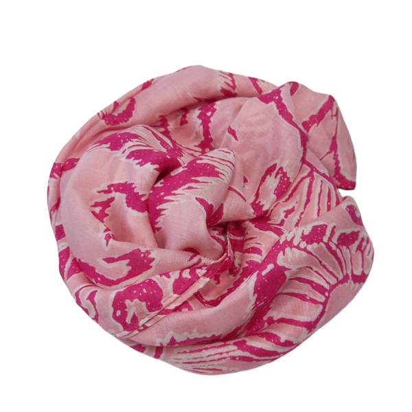Φουλάρι φαρδύ ροζ φούξια με φουντάκια - απαραίτητα καλοκαιρινά αξεσουάρ, φουλάρια, μοδάτο, δώρα για γυναίκες - 4