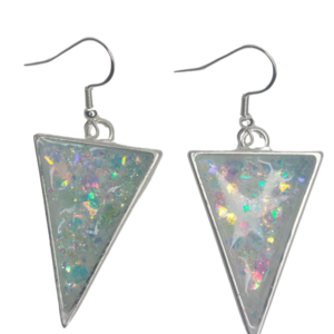 Τριγωνικά σκουλαρίκια σε παστέλ χρώματα - γυαλί, ασήμι 925, γάντζος