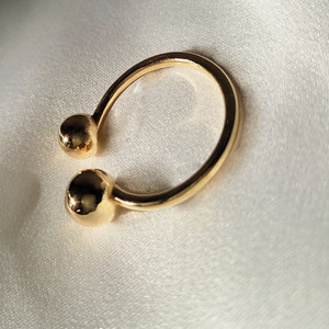 Ρυθμιζόμενο δαχτυλίδι με δύο σφαίρες (διαμέτρου 6mm και 7mm) από επιχρυσωμένο ασήμι 925. - επιχρυσωμένα, ασήμι 925, γεωμετρικά σχέδια, boho, αυξομειούμενα - 3