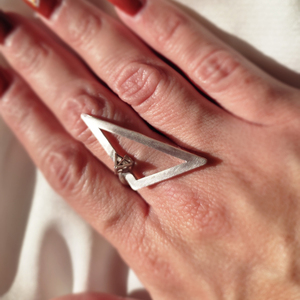 Γυναικείο δαχτυλίδι με τρίγωνο και πυραμίδα. - ασήμι 925, γεωμετρικά σχέδια, αυξομειούμενα - 4