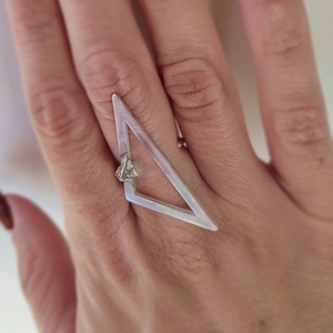 Γυναικείο δαχτυλίδι με τρίγωνο και πυραμίδα. - ασήμι 925, γεωμετρικά σχέδια, αυξομειούμενα - 5
