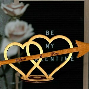 Προσωποποιημένη Ξύλινη διπλή καρδιά Be My Valentine (10x15 xm) - ξύλο, καρδιά, διακοσμητικά, αγ. βαλεντίνου - 2