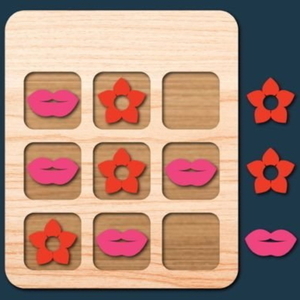 Tic Tac Toe - Τρίλιζα Παιχνίδι επιτραπέζιο τσέπης, ξύλινο (20x20cm) - ξύλο, διακοσμητικά, τρίλιζα, αγ. βαλεντίνου - 3