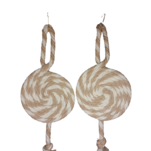 Sol key Earrings pair 15×6cm - μακραμέ, ατσάλι, boho, μεγάλα, γάντζος - 2