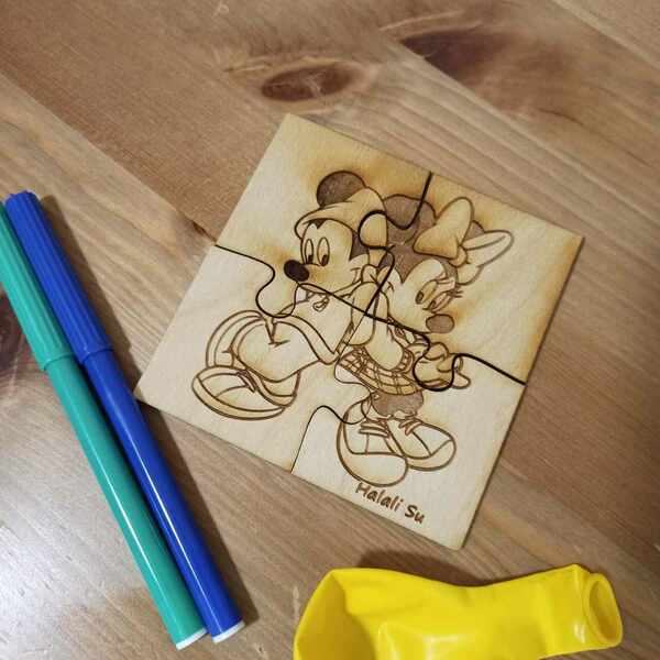 δωράκια πάρτι color me ξύλινο puzzle ( παζλ )10 * 10 cm ποντικάκια - ήρωες κινουμένων σχεδίων - 2