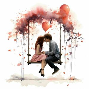 Αφίσα - Poster Couple kissing on a Swing 1, 21x30εκ. - αφίσες