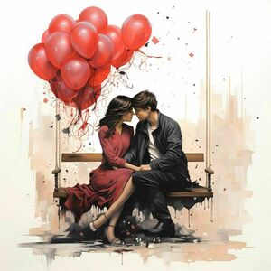 Αφίσα - Poster Couple Kissing on a Swing 2, 21x30εκ. - αφίσες