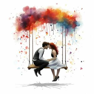 Αφίσα - Poster Couple Kissing on a Swing 5, 21x30εκ. - αφίσες