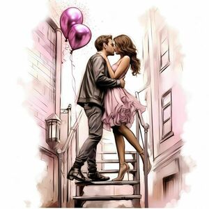 Αφίσα - Poster Valentine Couple Kissing 2, 21x30εκ. - αφίσες