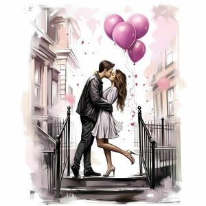 Αφίσα - Poster Valentine Couple Kissing 7, 21x30εκ. - αφίσες