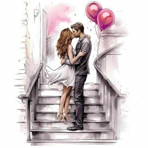 Αφίσα - Poster Valentine Couple Kissing 9, 21x30εκ. - αφίσες
