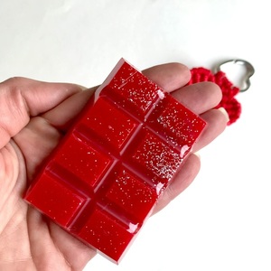 Σετ δώρου Passion Red Μπρελόκ Κόκκινη Καρδιά Μακραμέ Ουίσκι Καραμέλα snap bar wax melt μέγεθος 18 εκατοστά 20 γραμμάρια - μεταλλικό, αρωματικό χώρου, σετ δώρου, σπιτιού - 3