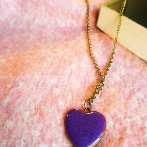 Μενταγιόν "purple heart" - καρδιά, μακριά, μπρούντζος, φθηνά