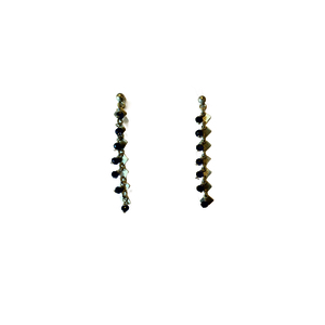 Σκουλαρίκια ασημένια με μαύρες πέτρες - ασήμι 925, χάντρες, μακριά, καρφάκι