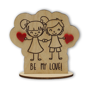 Επιτραπέζιο σταντ “Be my love” 12x12 εκ. - ξύλο, καρδιά, plexi glass, διακοσμητικά, επιτραπέζιο διακοσμητικό
