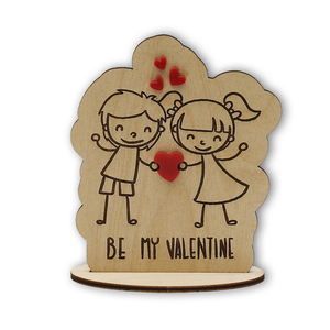 Επιτραπέζιο σταντ “Be my valentine” 10x12 εκ. - ξύλο, καρδιά, plexi glass, διακοσμητικά, επιτραπέζιο διακοσμητικό