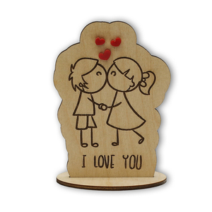 Επιτραπέζιο σταντ “I love you” 8,5x12 εκ. - ξύλο, καρδιά, plexi glass, διακοσμητικά, επιτραπέζιο διακοσμητικό
