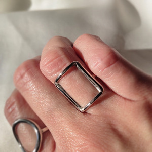 Γυναικείο ασημί δαχτυλίδι ορθογώνιο. - ασήμι 925, γεωμετρικά σχέδια, boho, αυξομειούμενα - 4