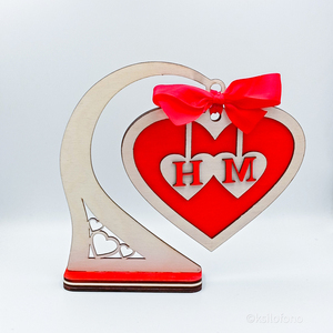 Ξύλινο προσωποποιημένο διακοσμητικό καρδιά με τα αρχικά σας - ξύλο, καρδιά, personalised, διακοσμητικά, αγ. βαλεντίνου