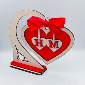 Ξύλινο προσωποποιημένο διακοσμητικό καρδιά με τα αρχικά σας - ξύλο, καρδιά, personalised, διακοσμητικά, αγ. βαλεντίνου - 3