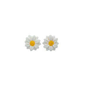Σκουλαρίκια άσπρες μαργαρίτες από πολυμερικό πηλό - πηλός, λουλούδι, μικρά, ατσάλι