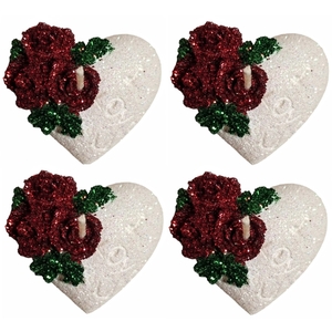 Δώρο Αγίου Βαλεντίνου σετ 4 αρωματικά κεριά καρδιές με γκλίτερ λευκό-κόκκινο-πράσινο 5×4,8×3cm/τμχ - κερί, αρωματικά κεριά, αγ. βαλεντίνου, κεριά & κηροπήγια