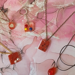 Valentine's day Special κρεμαστό με κόκκινη χάντρα - ρητίνη, μέταλλο, κοσμήματα - 4